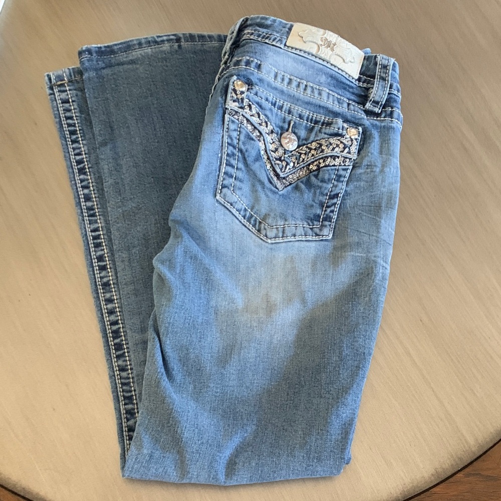 Miss Me Jeans Blue Mid-Rise Easy Straight Women's Jeans SZ 26